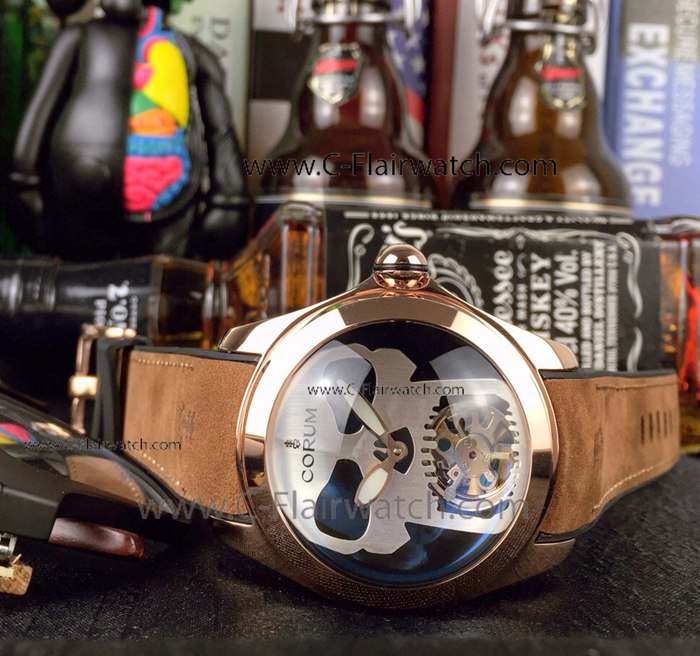 Bubble Corum Watch Rose Gold Skull Dial